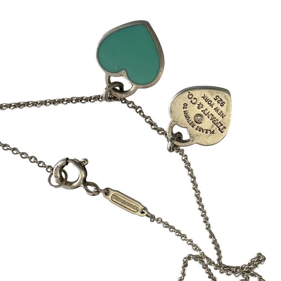 Tiffany & Co "Return To" Double Heart Necklace with Diamond - Picture 6 of 11